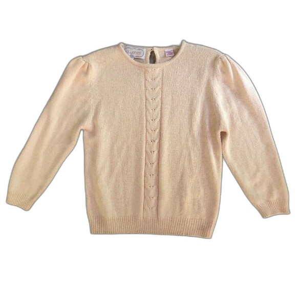 JJ Jones Silk Angora Wool Sweater Womens Sz M VTG Pastel Peach Feminine Romantic - Picture 8 of 12